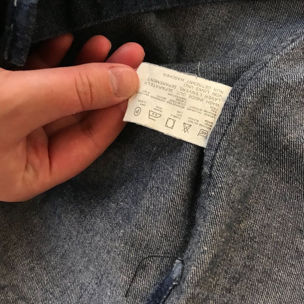 ESPRIT - WOMEN'S LARGE - BLUE DENIM LONG SLEEVE TOP CHORE SHIRT VINTAGE Y2K - Picture 8 of 8